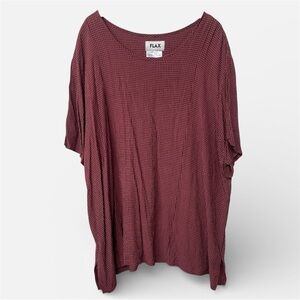 Flax | Short Sleeve Plaid Windowpane Lightweight Tunic Top 3G Lagenlook